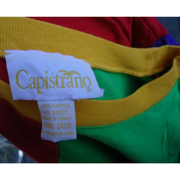 NOS Vtg 80s Shirt Colorblock Red Green Purple One Size 100% Cotton - Picture 6 of 10